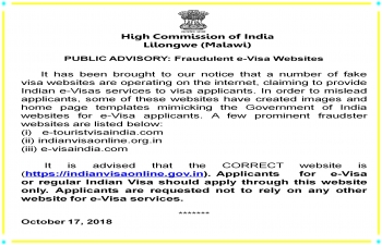Public Advisory: Fraudulent e-Visa websites